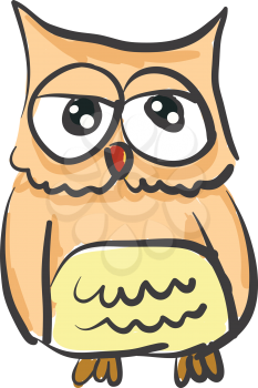 An owl with lippy eyes vector color drawing or illustration