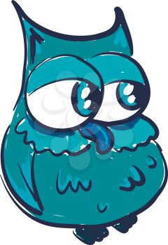 A drawing of green owl with a big tummy and a long beak vector color drawing or illustration
