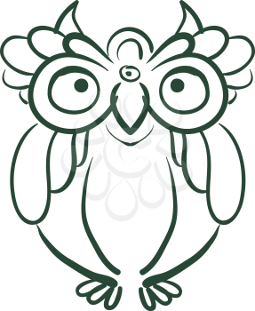 A sketch of an owl with round eyes vector color drawing or illustration