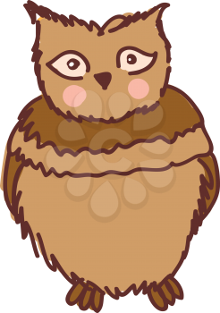A cartoon of humongous owl with big brown eyes vector color drawing or illustration