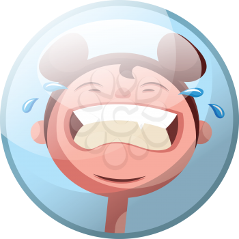 Cartoon character of a girl crying vector illustration in light blue circle on white background.