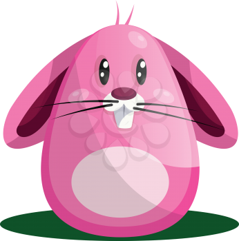 Easter rabbit with big eyes and whiskers in pink illustration web vector on white background