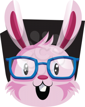Happy face of pink easter bunny with eyeglasses illustration web vector on white background