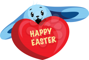 Blue Easter bunny wishing happy easter illustration web vector on a white background