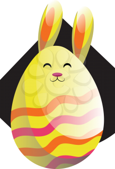 Yellow Easter rabbit in form of an egg illustration web vector on a white background