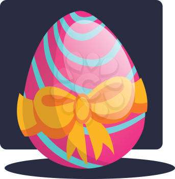 Decorated easter egg with a bow illustration web vector on a white background
