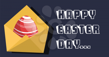 Happy Easter day card with red egg illustration web vector on a white background