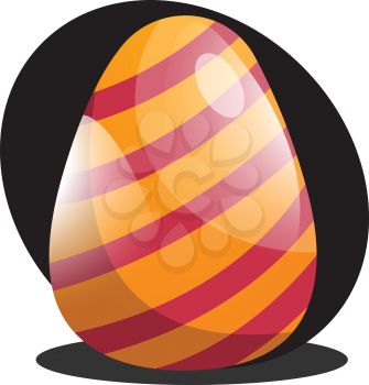 Orange Easter egg with red lines illustration web vector on a white background