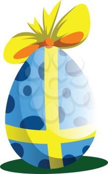 Blue Easter egg decorated with a bow illustration web vector on a white background