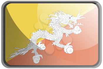 Vector illustration of Bhutan flag on white background.