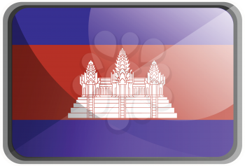 Vector illustration of Cambodia flag on white background.