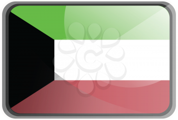Vector illustration of Kuwait flag on white background.
