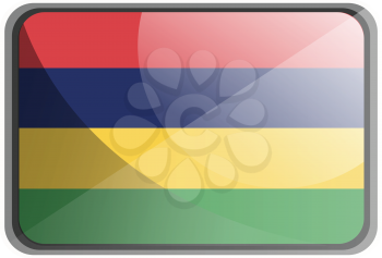 Vector illustration of Mauritius flag on white background.