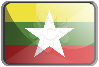 Vector illustration of Myanmar flag on white background.