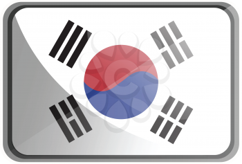 Vector illustration of South Korea flag on white background.
