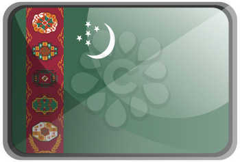 Vector illustration of Turkmenistan flag on white background.