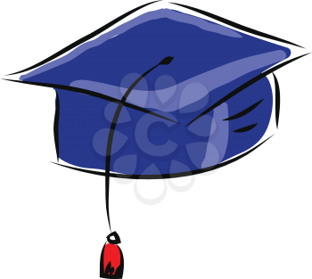 Dark blue graduation cap vector illustration on white background 