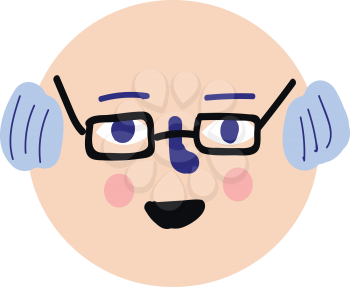 Cartoon of a grandfather with black eyeglasses vector illustration on white background 