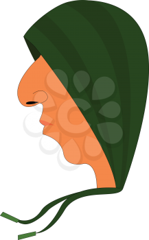 Profile picture of an young man wearing a green hood vector illustration on white background 