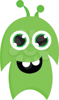 Happy lime green monster vector illustration on white background 