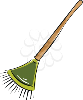 Simple vector illustration of a green rake on a white background 