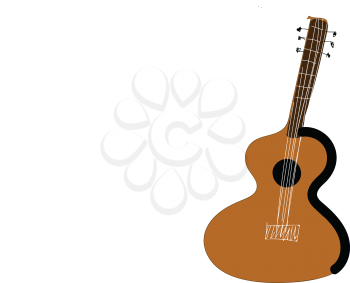 Simple vector illustration of a light brown acoustic guitar white background 