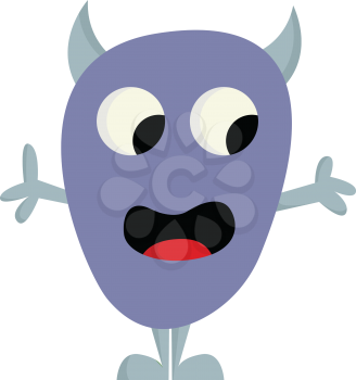 Happy violet monster  vector illustration on white background 