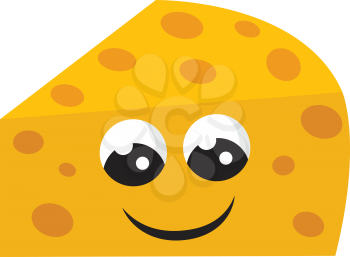 Smiling yellow swiss cheese vector illustration on white background 