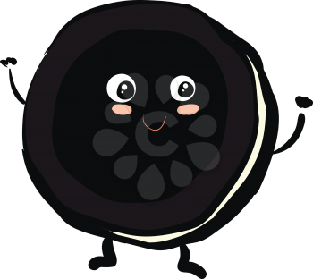 Cute smiling black and white oreo vector illustration on white background 
