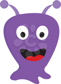 Happy purple blob monster vector illustration on white background 
