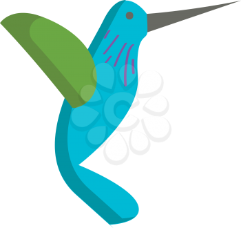 Vector illustration of a blue and green hummingbird on white background 