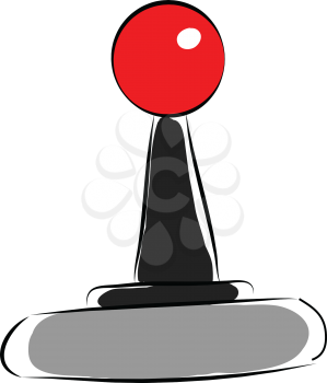 Black and grey joystick with red knob  vector illustration on white background 