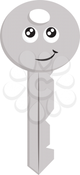 Light grey smiling key  vector illustration on white background 