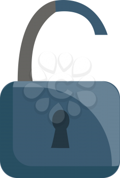 Unlocked blue hang lock vector illustration on white background 