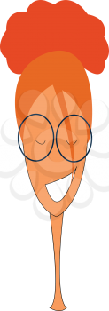 Smilling ginger girl with round glasses vector illustration on white background 