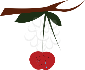 Crying cherry vector illustration on white background 