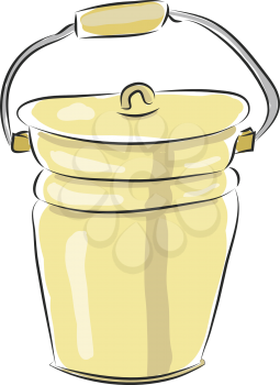 Light yellow metal bucket vector illustration on white background 