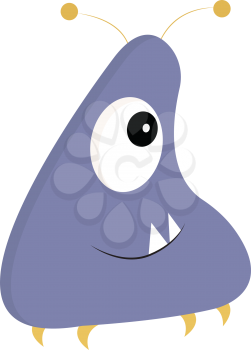 Cute one eyed light purple monster vector illustration on white background 