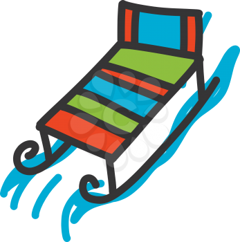 Blue green and orange sled vector illustration on white background 