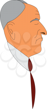 Side view of a old man vector illustration on white background 