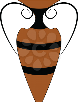 Brown and black vintage style vase vector illustration on white background 