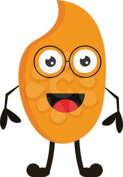 Light orange monster with big eyes and round glasses vector illustration on white background 