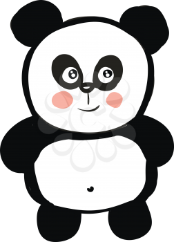 Cute black and white panda smiling vector illustration on white background 