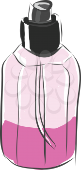 Half-full pink parfume bottle vector illustration on white background 