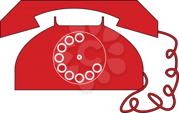 Vintage red telephone vector illustration on white background 