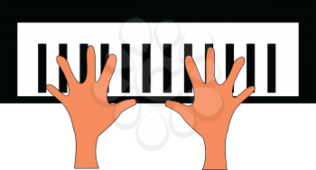Two hands on a piano key board vector illustration on white background 