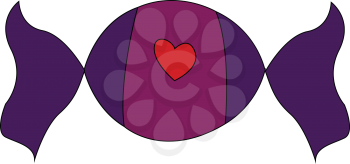 Violet and purple candy with red heart vector illustration on white background 