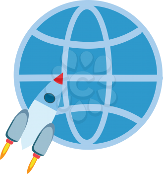 A rocket is to ready start its interstellar journey vector color drawing or illustration 