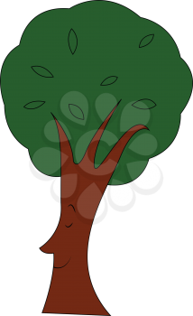Treetop with leaves illustration print vector on white background
