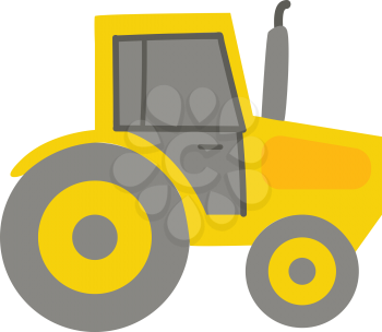 Yellow tractor illustration color vector on white background
